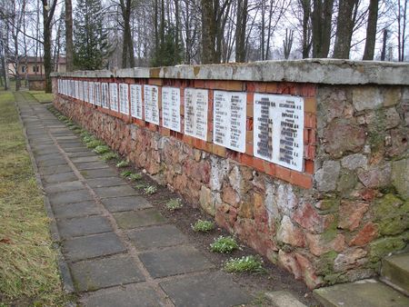 Мемориальная стена вокруг террасы (Добеле, улица Бривибас)