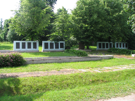 Общий вид воинского братского кладбища (Эзере)
