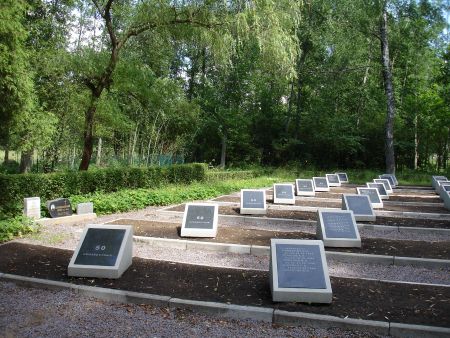 Братские могилы на восточной стороне воинского братского кладбища (Межвиды, сельская территория города Балдоне)